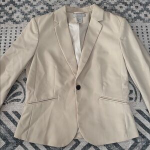 H&M Cream Blazer with Polka Dot Lining